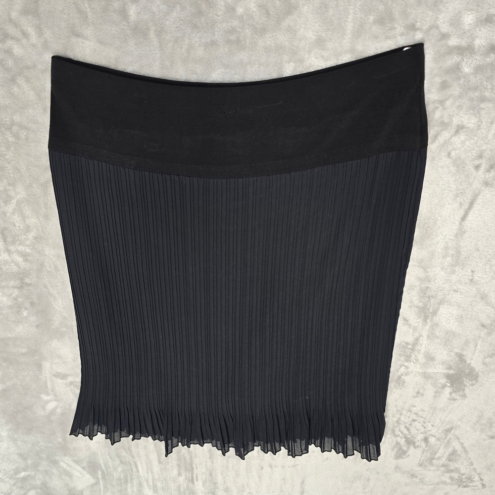 Accordion Pleated Skirt Women XL Blk Stretch Midi Minimalist Goth Dark Academia - Picture 13 of 15